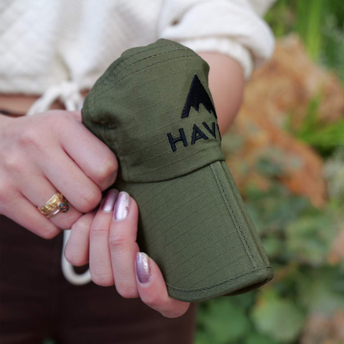 folded baseball cap green stash cap
