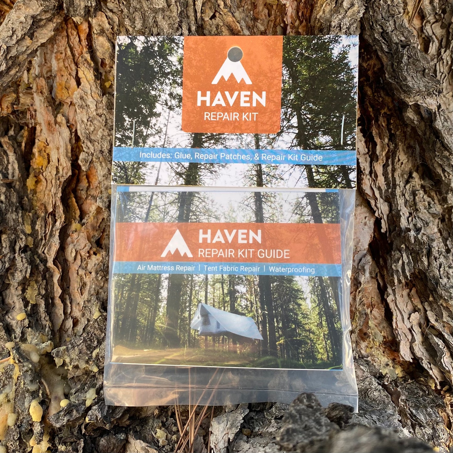 Lay flat camping hammock repair kit in its package
