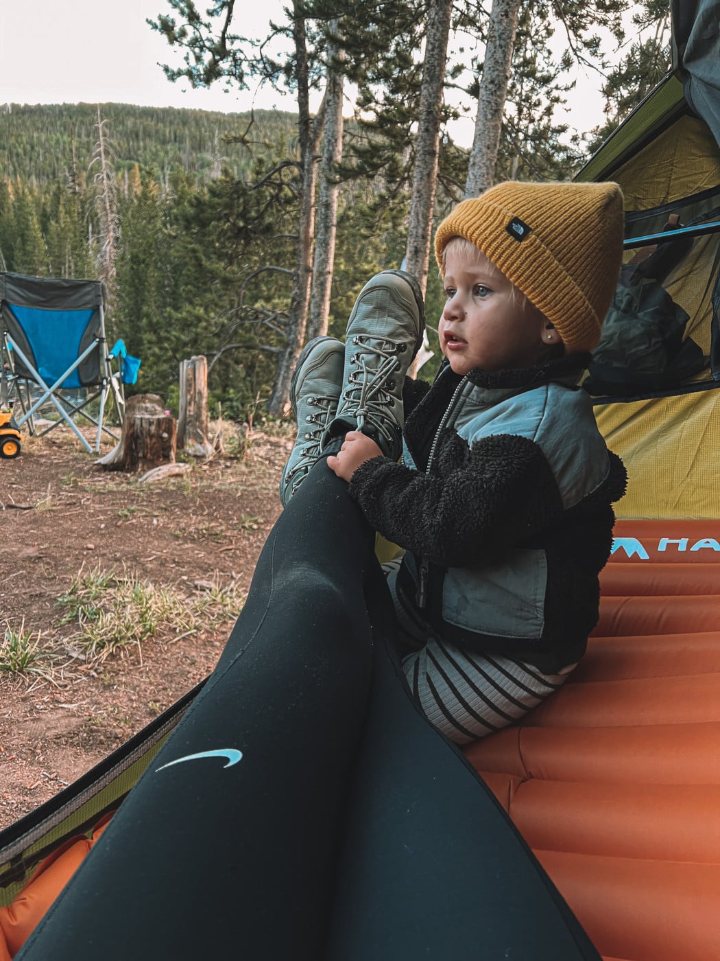 Camping with kids in a hammock