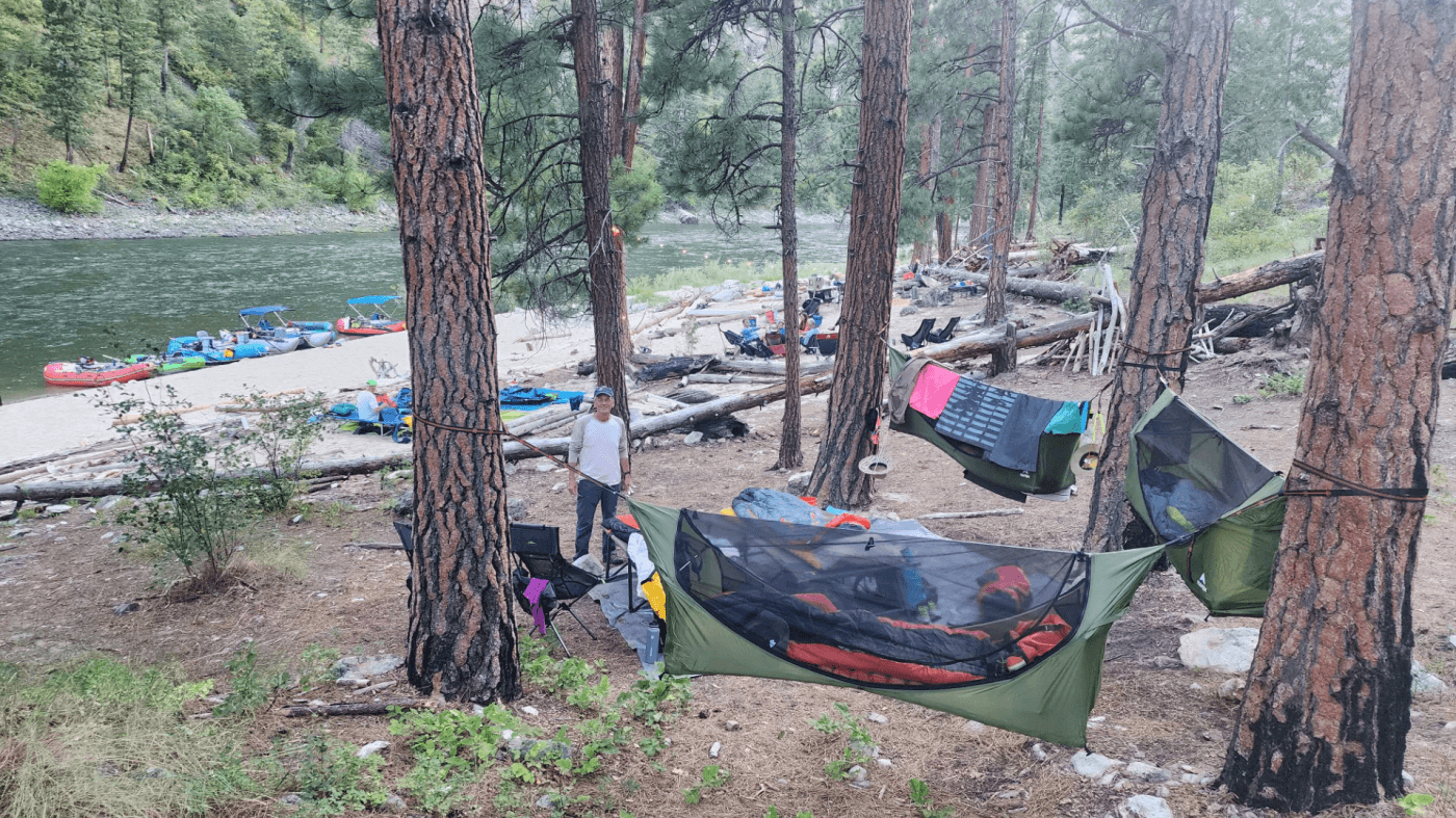 Three Haven Tents with Salmon River in View