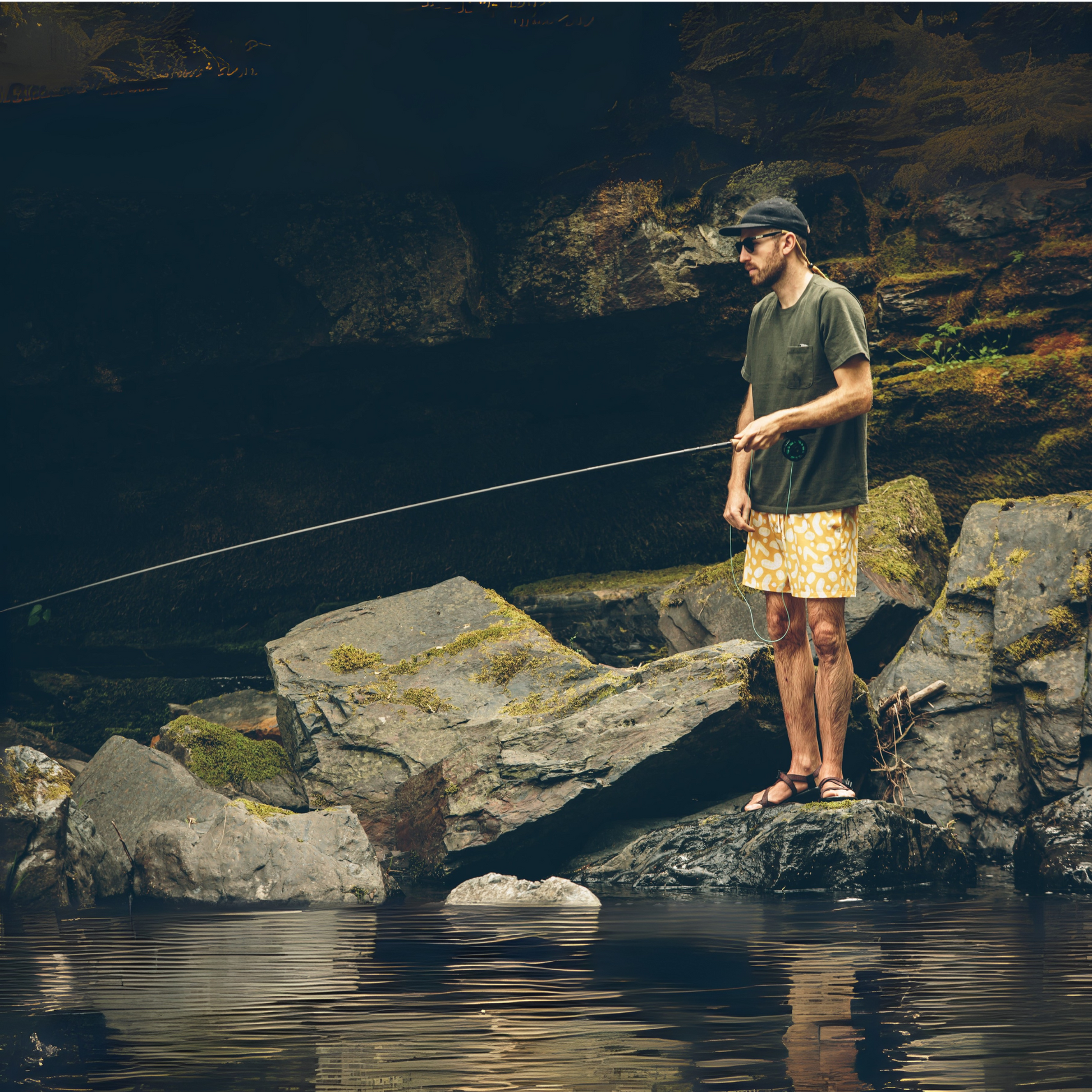 Man fishing in the water 