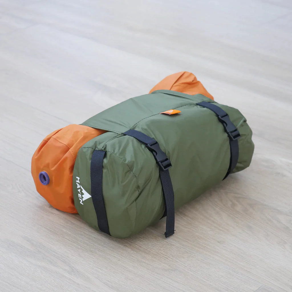 Haven Tent packed size with orange pad