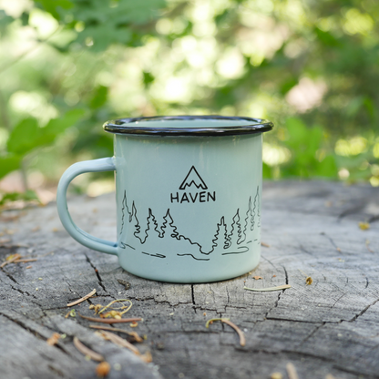 Durable camping mug with tree design