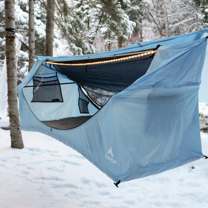 Haven Tent XL at winter with the RidgeLight